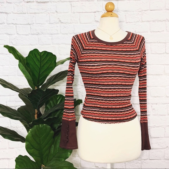 FREE PEOPLE retro stripe lettuce sweater - Picture 6 of 8